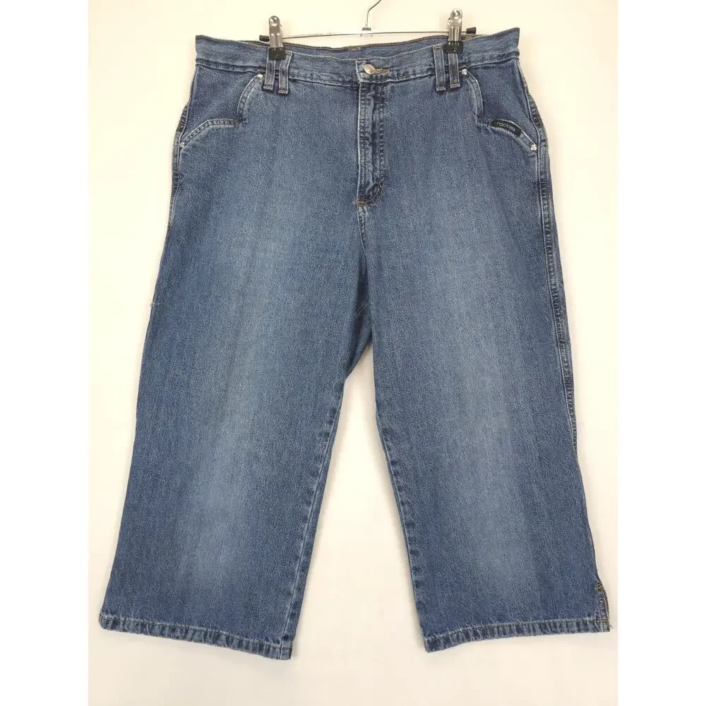 Rockies Denim Capri Bareback High Rise Front Pockets‎ Women 15 Blue Jeans Vtg